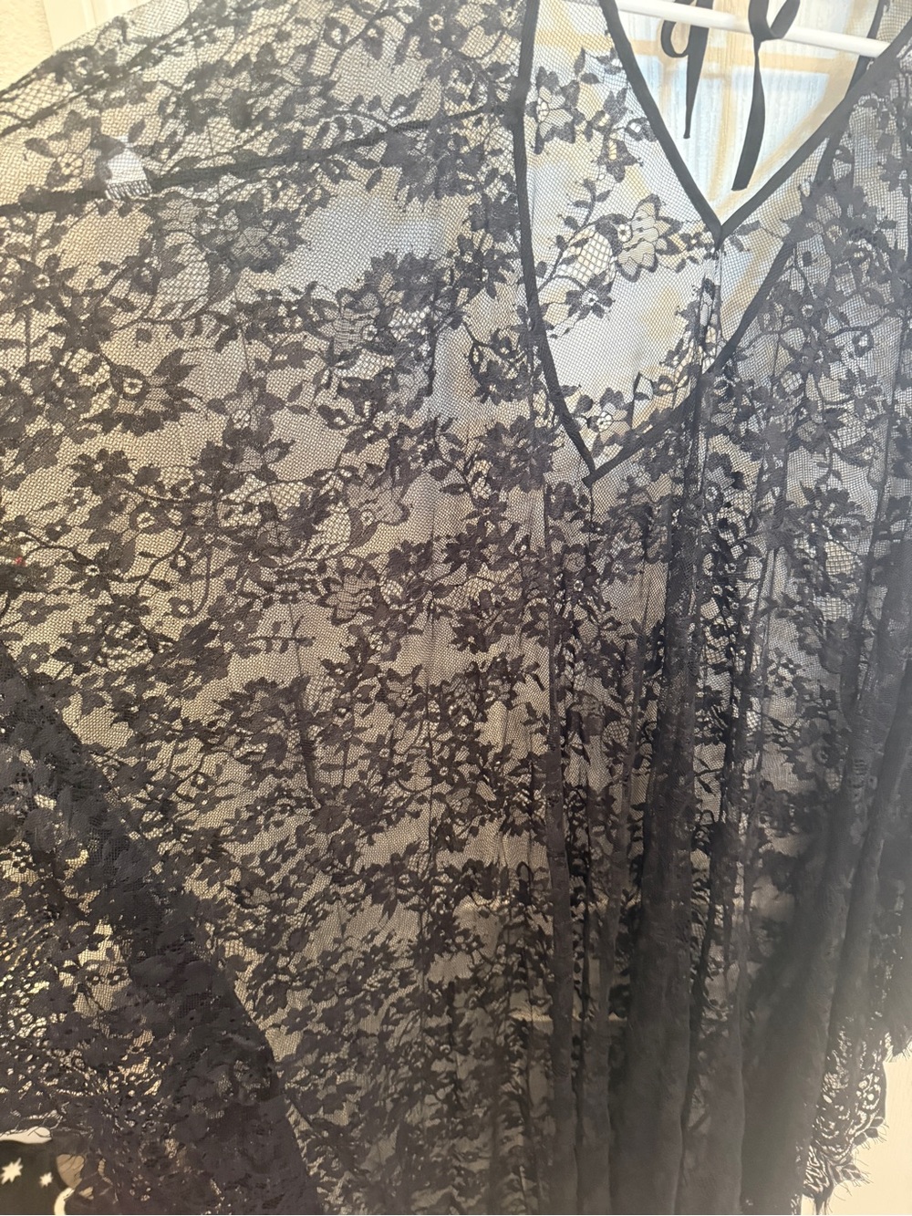 Black Lace Swim Coverup - Elegant Sheer Beach Kimono - Picture 2 of 4